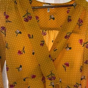 Monteau Mustard Yellow Floral Blouse